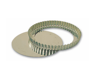 Matfer Bourgeat 341775 Tart Mold, 9-1/2" Diameter X 1"h, Fluted, Removable Bottom, Tin-plated