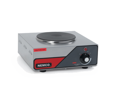 Nemco 6310-1 Hot Plate, Single Burner, 5-1/2" X 12" X 13-1/2", Brushed Stainless Steel Construction, Cast Iron Alloy Burner, Six Position Temp. Control, Built In Thermo Protection, 1.5 Kw, 120v/60/1ph, 1500 Watts, 12.5 Amps, Cord & Nema 5-15p