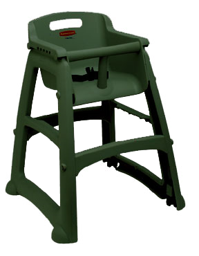Rubbermaid FG780608DGRN Sturdy Chair™ Youth Seat With O Wheels, Safety Harness With Release Mechanism, With Microban Antimicrobial Product Protection, Stackable, Meets Astm, Tuv Standards, Fit Under Table With O Tray, Dark Green