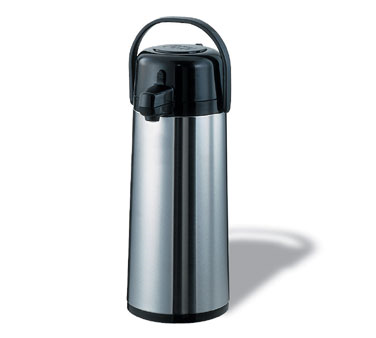 Service Ideas ECA22S Eco-air™ Airpot, 2.2 Liter (74.4 Oz.), Smooth Body, Glass-lined, Pump Style, Insulated, Replaceable Liner, Stainless With Black