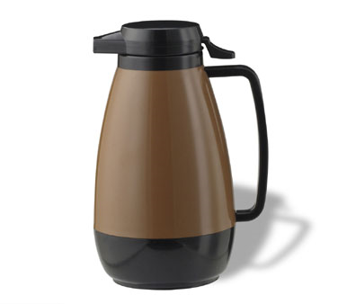 Service Ideas PB101CB Thermo-serv™ Push-button Server, 1 Liter (33.8 Oz.), Retention: 2-3 Hours, Smooth Body, Welded Seams, Reinforced Handle, Double-wall, Foam Insulated, Non-drip Spout, Dishwasher Safe, Copper With Black