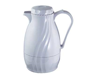 Service Ideas TNS40WH Twist N Serv™ Server, 1.2 Liter (40 Oz.), Retention: 2-3 Hours, 4-1/2"l X 7-1/2"w X 9-3/4"h, Swirl Body Design, Twist Off Lid, Snap On Decaf Indicator Tab, Hand Wash, Foam Insulation, Abs Plastic Exterior & Interior, White