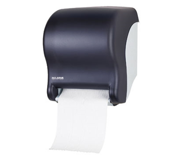 San Jamar T8000TBK Tear-n-dry Essence™ Classic Towel Dispenser, 14-1/2"l X 11-3/4"w X 9-1/8"d, With Lock, Wall Mount, Compact, Touchless, Dispenses 10" Towel Paper, Holds (1) 8" Wide Roll X 8" Diameter, Requires 4 D-cell Batteries (not Included), Impact-resistant Plast