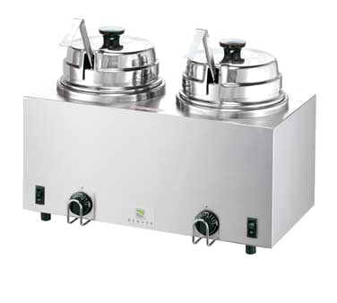 Server Products 81220 Twin Fs Twin Fudge Server With Ladles, Stainless Steel Twin Warmer Includes (2) Ladles; 10” (25.4 Cm) 1 Oz (30 Ml), Water-bath Wells Are Controlled By Individual Adjustable Thermostats For Accurate Heat Control, Accepts (2) 3 Quart (2.8 L) Stainless