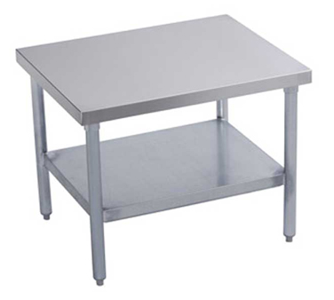 Elkay Foodservice Products SLMS24S30-STG Spec-line Series Mixer Stand, With Open Base & Bottom Shelf, 24" Wide, 30" Long, 24" High, 14 Gauge Stainless Steel Top With Marine Edge, Galvanized Undershelf & Legs With Adjustable Plastic Feet