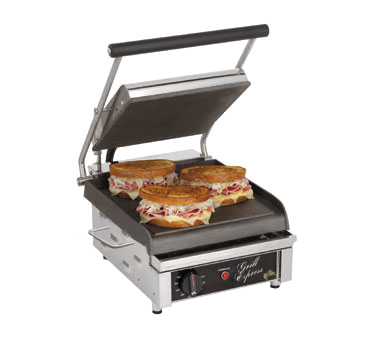 Star Mfg. GX10IS Grill Express™ Two-sided Grill, Electric, 10"w Fixed Lower Grill, Hinged Upper Grill, Smooth Iron Grill Plates, Thermostatic Control, Stainless Steel Front & Sides