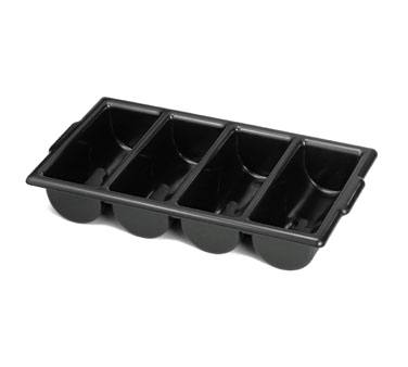 Tablecraft Products 1524B Cutlery Bin, 21" X 12" X 4", 4 Compartment, Stackable, Black, High Density Polyethylene, Fda Approved (sold In Master Case Only - 12 Each)