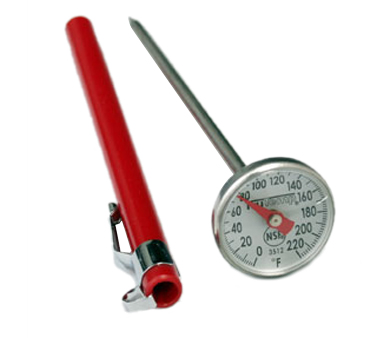 Taylor Precision 3512 Instant Read Thermometer, 1" Dial, Magnified Lens, From 0° To 220°f Temperature Capacity, Pocket Case W/clip, Nsf Listed