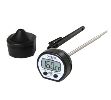 Taylor Precision 9840RB Pocket Thermometer, Digital, -40/302°f, -40/150°c, +/- 1°f Accuracy, With Stainless Steel Step Down Probe & Protective Rubber, On/off & Auto-off Features, Includes Extra Lr44 Battery, Nsf (replaces Model 9840)