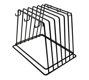 Thunder Group PLCBR006 Cutting Board Rack, 12" X 9-1/4" X 10-1/4"h, Fits 6 Boards, With 6 Brush Hooks, Powder Coated, Wire, Black