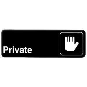 Thunder Group PLIS9303BK Information Symbol Sign, 9" X 3", "private", Self-adhesive Backing, White Lettering On Black Background