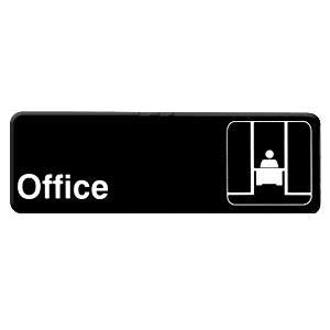 Thunder Group PLIS9323BK Information Symbol Sign, 9" X 3", "office", Self-adhesive Backing, White Lettering On Black Background