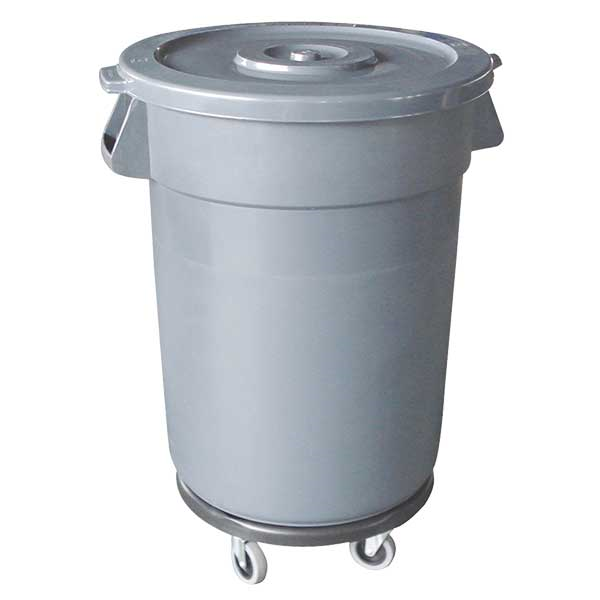 Thunder Group PLTC032G Trash Can, 32 Gallon, Round, Integrated Handles, Plastic, Gray