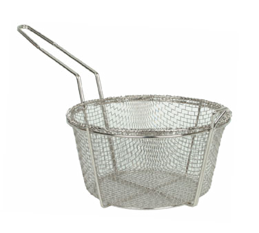 Thunder Group SLFB001 Fry Basket, 11-1/2" Dia. X 5-1/2", Front Hook, Bottom Cross Support, Wire Mesh, Nickel Plated