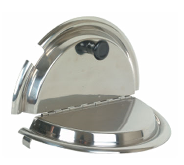 Thunder Group SLIC001 Inset Cover, 25cm, Fits 7 Quart Size Inset, Plastic Knob Handle, Hinged, Notched, Stainless Steel