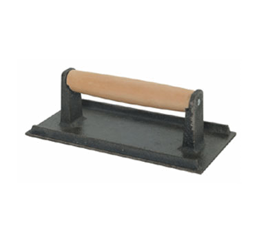 Thunder Group SLKSW108 Steak Weight, 4-1/8" X 8-1/4", Wood Handle, Heat Resistant Ribbed Bottom, Cast Iron, Black