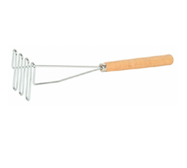 Thunder Group SLTMA018 Potato Masher, 18"l, Square Face, Wooden Handle, Stainless Steel