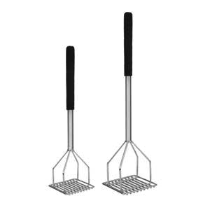 Thunder Group SLTMA018C Potato Masher, 18"l, Square Face, Soft Grip Handle, Chrome Plated