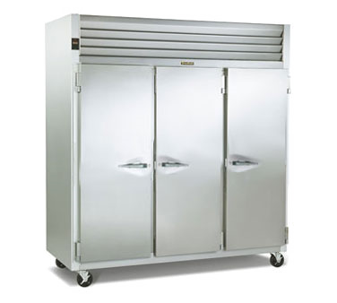 Traulsen G31310 Dealer's Choice Freezer, Reach-in, Three-section, Self-contained Refrigeration With Microprocessor Control, Stainless Steel Front & Full Height Doors (hinged Left/right/right), Anodized Aluminum Sides & Interior, (3) Epoxy Coated Shelves Per Section