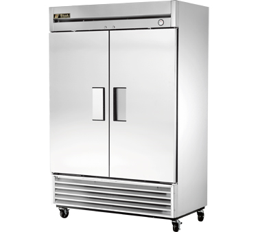 True Food Service Equipment T-49 Refrigerator, Reach-in, Two-section, Stainless Steel Doors, Stainless Steel Front, Aluminum Sides, White Aluminum Interior With Stainless Steel Floor, (6) Adjustable Pvc-coated Wire Shelves, Interior Lighting, 4" Castors, 1/2 Hp, 115v/60/1, 9.1 Amps,