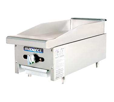 Turbo Air TAMG-12 Radiance Griddle, Countertop, Gas, 12"w X 30"d, Stainless Steel Front & Side, Built-in Stainless Steel Splash Guard, 3/4" Thick Highly Polished Steel Griddle Plate, (1) Burner, Aluminaized U Shaped Burners & Manual Controls For Every 12", Individual