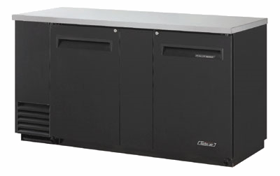Turbo Air TBB-3SB Back Bar Cooler, 69", 6 Pe Coated Adjustable Shelves, Stainless Steel Counter And Black Laminated Exterior