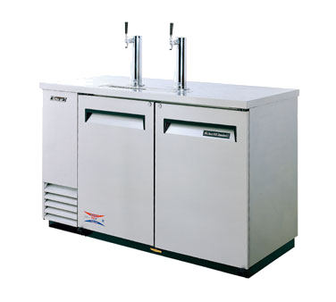 Turbo Air TBD-2SD Beer Dispenser, 59" L, (2) Swing Doors, Stainless Steel Countertop & Exterior, Stainless Steel Interior Door Liner & Floor, Galvanized Steel Interior Top & Inside Walls, (2) 1/2 Barrel Capacity, 3" Dia. Stainless Steel Insulated Beer Columns, Door Lo
