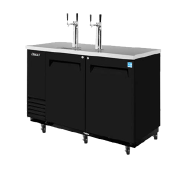 Turbo Air TBD-2SB Beer Dispenser, 59", 2 Swing Doors, Stainless Steel Countertop And Black, (2) 1/2 Barrel Capacity