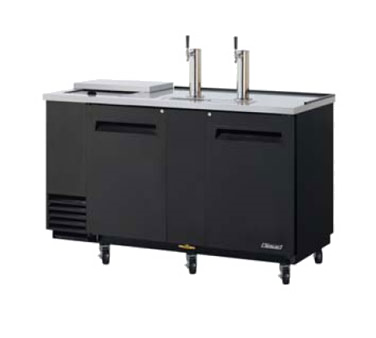 Turbo Air TCB-3SB Club Top Beer Dispenser, 69", 2 Swing Doors, Side Mount, Stainless Steel Countertop And Black Laminated Exterior, (2) 1/2 Barrel Capacity