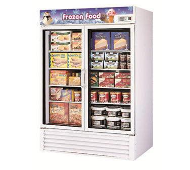 Turbo Air TGF-49F Freezer Merchandiser, 2 Triple Pane Hinged Doors With Heater, 8 Adjustable Pe Coated Wire Shelves