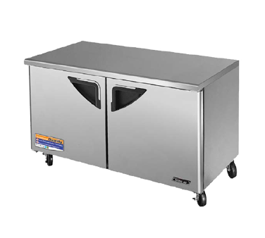 Turbo Air TUF-60SD Undercounter Freezer, Two-section, Stainless Steel Top, Front, And Sides, 2 Stainless Steel Doors With Recessed Handles