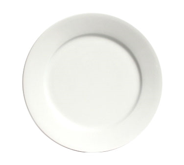 Tuxton China ALA-120 Plate, 12" Dia., Round, Wide Rim, Rolled Edge, Microwave & Dishwasher Safe, Oven Proof, Fully Vitrified, Ceramic, Alaska, Porcelain White