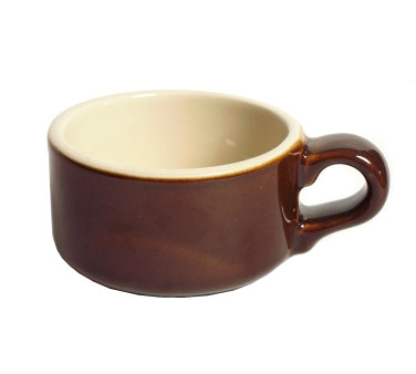 Tuxton China B1M-1204 Soup Mug, 12 Oz., 4-1/8" Dia. X 2-3/4"h, Microwave & Dishwasher Safe, Oven Proof, Fully Vitrified, Ceramic, Duratux®, Two-tone, Caramel/eggshell