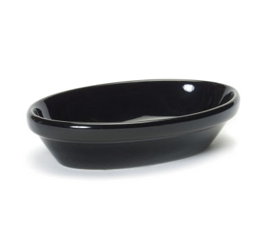 Tuxton China BBK-0803 Baker, 8 Oz., 6-1/2" X 4-3/8" X 1-3/8", Oval, Nesting, Microwave & Dishwasher Safe, Oven Proof, Fully Vitrified, Ceramic, Tuxcare®©, Duratux®©, Black
