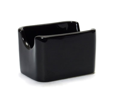 Tuxton China BBQ-034 Sugar Packet Holder, 3-1/2" X 2-7/8", Microwave & Dishwasher Safe, Oven Proof, Fully Vitrified, Ceramic, Duratux®©, Black