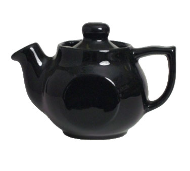 Tuxton China BBT-100 Teapot, 10 Oz., 4-1/8"h, With Lid, Microwave & Dishwasher Safe, Oven Proof, Fully Vitrified, Ceramic, Duratux®©, Black