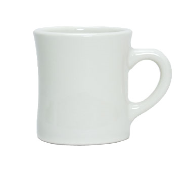 Tuxton China BEM-090B Diner Mug, 9 Oz., 3-3/4" Dia. X 3-3/4"h, Microwave & Dishwasher Safe, Oven Proof, Fully Vitrified, Ceramic, Duratux®©, American White/eggshell