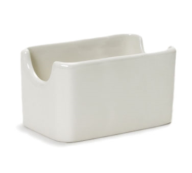 Tuxton China BEQ-0452 Sugar Packet Holder, 4-1/2" X 3-1/4" X 2-1/4, Microwave & Dishwasher Safe, Oven Proof, Fully Vitrified, Ceramic, Duratux®©, American White/eggshell