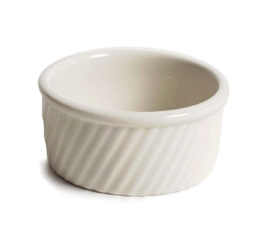 Tuxton China BEX-1604 Souffle, 13-1/2 Oz., 5" Dia. X 2-1/4"h, Round, Swirl, Microwave & Dishwasher Safe, Oven Proof, Fully Vitrified, Ceramic, Duratux®©, American White/eggshell
