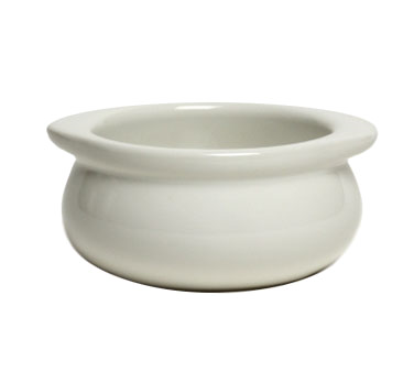 Tuxton China BWS-1203 Onion Soup Crock, 12 Oz., 5-1/8" X 4-3/8" X 2-1/4", Microwave & Dishwasher Safe, Oven Proof, Fully Vitrified, Ceramic, Duratux®©, White