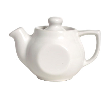 Tuxton China BWT-180 Teapot, 18 Oz., 4-7/8"h, With Lid, Microwave & Dishwasher Safe, Oven Proof, Fully Vitrified, Ceramic, Duratux®©, White