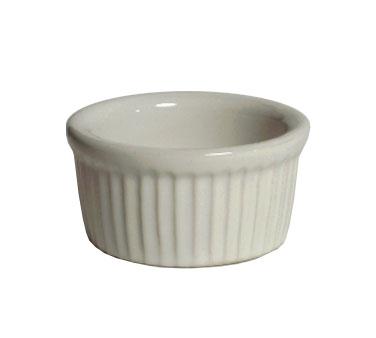 Tuxton China BWX-0352 Ramekin, 3-1/2 Oz., 3-1/4" Dia. X 1-5/8"h, Round, Fluted, Microwave & Dishwasher Safe, Oven Proof, Fully Vitrified, Ceramic, Duratux®©, White