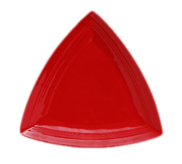 Tuxton China CQZ-1248 Plate, 12-1/2", Triangle, Wide Rim, Microwave & Dishwasher Safe, Oven Proof, Fully Vitrified, Ceramic, Concentrix®©, Cayenne