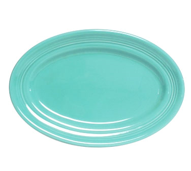 Tuxton China CTH-136 Platter, 13-3/4" X 10-1/2", Oval, Wide Rim, Microwave & Dishwasher Safe, Oven Proof, Fully Vitrified, Ceramic, Concentrix®©, Cilantro