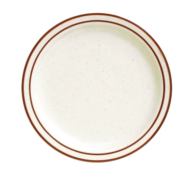 Tuxton China TBS-006 Plate, 6-1/2" Dia., Round, Narrow Rim, Microwave & Dishwasher Safe, Oven Proof, Fully Vitrified, Ceramic, Bahamas, American White/eggshell With Brown Speckle