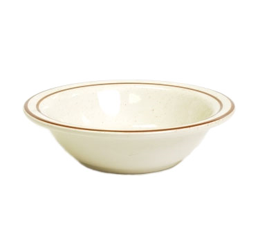 Tuxton China TBS-010 Grapefruit, 11 Oz., 6-5/8" Dia., Round, Narrow Rim, Microwave & Dishwasher Safe, Oven Proof, Fully Vitrified, Ceramic, Tuxcare®©, Healthcare, Bahamas, American White/eggshell With Brown Speckle