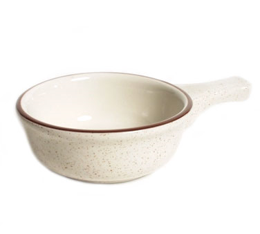Tuxton China TBS-048 French Casserole Dish, 10 Oz., 7-3/8" X 4-7/8" X 2", Microwave & Dishwasher Safe, Oven Proof, Fully Vitrified, Ceramic, Bahamas, American White/eggshell With Brown Speckle