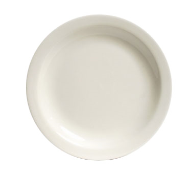 Tuxton China TNR-009 Plate, 9-1/2" Dia., Round, Narrow Rim, Microwave & Dishwasher Safe, Oven Proof, Fully Vitrified, Ceramic, Nevada, American White