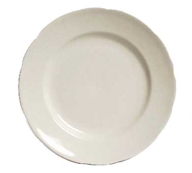 Tuxton China TSC-009 Plate, 9-5/8" Dia., Round, Scalloped Edge, Ceramic, Microwave & Dishwasher Safe, Oven Proof, Fully Vitrified, Shell, American White/eggshell