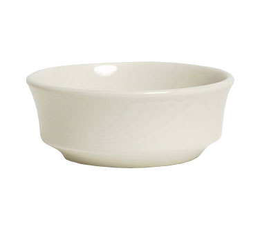 Tuxton China YEB-1203 Bowl, 11 Oz., 5" Dia., Round, Embossed, Microwave & Dishwasher Safe, Oven Proof, Fully Vitrified, Ceramic, Tuxcare®©, Healthcare, Monterey, American White/eggshell